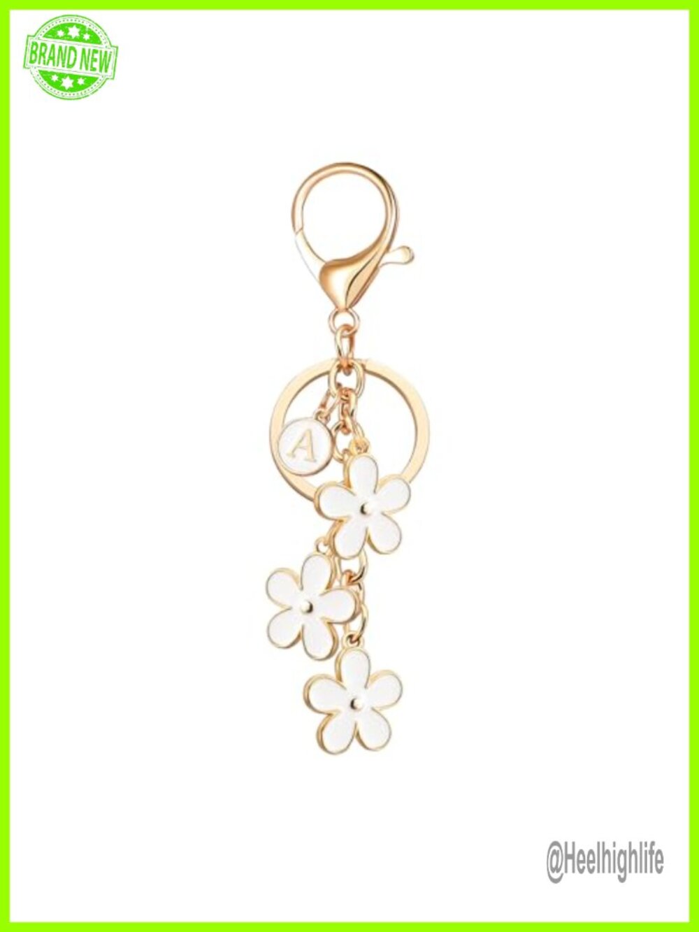 Personalized Floral Initial Charm Keychain Bag Charms for Women